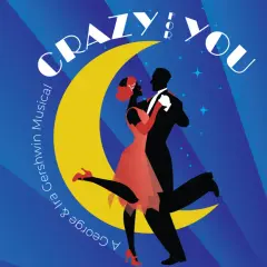 Para tańcząca na tle księżyca i gwiazd, z napisem "Crazy For You".