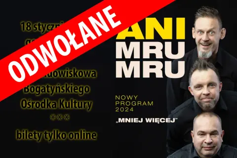 Trzech panów z kabaretu Ani Mru Mru zapowiada nowy program "Mniej więcej". Wydarzenie odwołane.